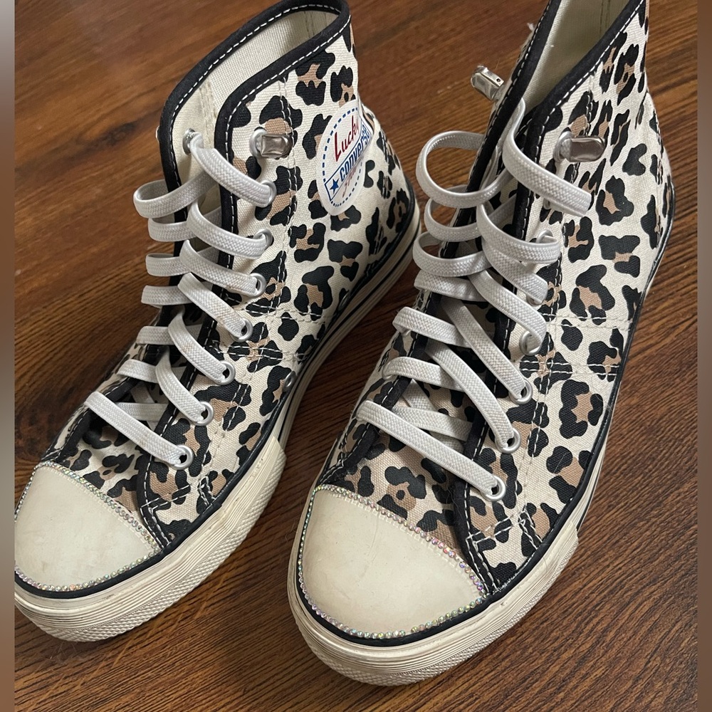 Leopard Print High-Top Converse Sneakers